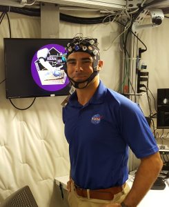 man wearing cap with sensors